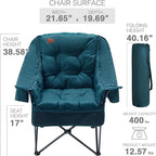 EVER ADVANCED 2 Set Camping Chair with Detachable Cushion, Mesh Chair for Adults Foldable, Oversized Heavy Duty Folding Chair with Cooler Mesh Pocket Cupholder Outdoor Fishing, Supports 400LBS Green