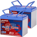 12V 100Ah Lifepo4 Battery, Bci Group 24 Size, Built-in 100A Smart BMS, 4500-15000 Deep Cycle Grade A Lithium Cells for RV Travel,Trolling Motor,Marine, Boat, Solar Panel, Camping (2 Pack)