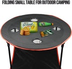 Camping Table Portable Folding Camping Side Table for Outdoor Picnic, Beach, Games, Camp, & Patio Tables Folding with 4 Cup Holders & Carry Case for Travel & Storage, Premium 600D Canvas& Steel Frame