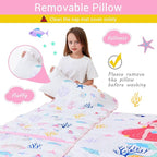 Toddler Nap Mat with Pillow and Blanket, Extra Large Rolled Napping Mats,Slumber Bags for Boys Girls,Kids Sleeping Bag for Daycare, Preschool Travel Camping