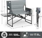 Timber Ridge XXL Extra Wide Foldable Directors Chair with Side Table, 500 lbs Heavy Duty Camping Chairs for Adults, Oversized Folding Lawn Chair for Lawn Beach Sports Outdoor, Blue