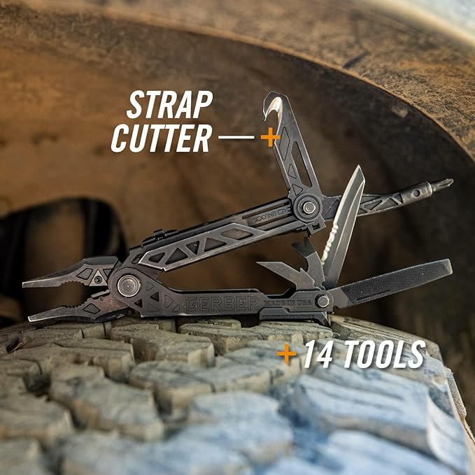 Gerber Gear Center Drive Rescue - Multitool Knife with Pliers, Strippers & Strap Cutter - Portable EDC Tactical Gear for Camping & Outdoor - Utility Tool - Berry Compliant Sheath - Made in USA - Black