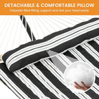 Lazy Daze Hammocks 2 Person Hammock Pad and Pillow Set, Double Polyester Quilted 78" x55" Replacement Pad for Rope Hammock, Black Stripes
