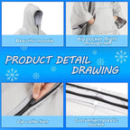 Preboun Thermal Poncho Wearable Hooded Blanket Winter Poncho Wearable Sleeping Bag Water Resistant Windproof for Men Women