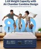KINGJERRY Queen Air Mattress with Built-in Pump, 18" Raised Comfort Inflatable Mattress with Leak-Proof Air Chamber, 800 lbs Heavy-Duty Support, Thick & Durable Blow Up Bed for Home, Guests & Camping