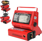 Upgraded 2 In 1 Portable Indoor Butane Heater & Stove with Self Ignition, Safe & Cordless Non Electric Heaters, Butane Emergency Heater for Power Outage, For Camping, Tents, Outdoor (Red)