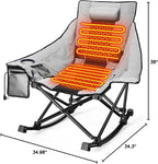 Slendor Heated Camping Chair, Oversized Heated Rocking Chair with Padded Pillow, 3 Adjustable Heat Settings Portable Folding Chair for Outdoor & Indoor Use, Gray, NO Power Bank