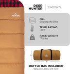 TETON Sports Deer Hunter Sleeping Bag, Warm and Comfortable Camping Sleeping Bag, Teton Tough Canvas Shell for Camping, Hunting, and Cold Weather