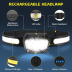 Headlamp Rechargeable 3Pack, 230°Wide Beam COB & 60° Super Birght LED Head Lamp with White Red Light, 7Mode Head Lights for Forehead with Motion Sensor, Headlamps for Adults Camping Running Hiking