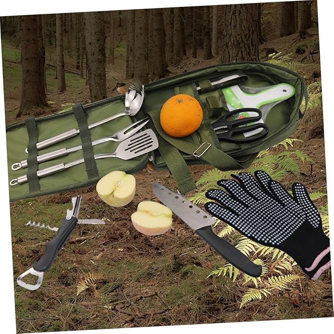 Outdoor Camping Cutlery Kit Portable Camping Tableware Set Bag Sturdy and Tools for Hiking