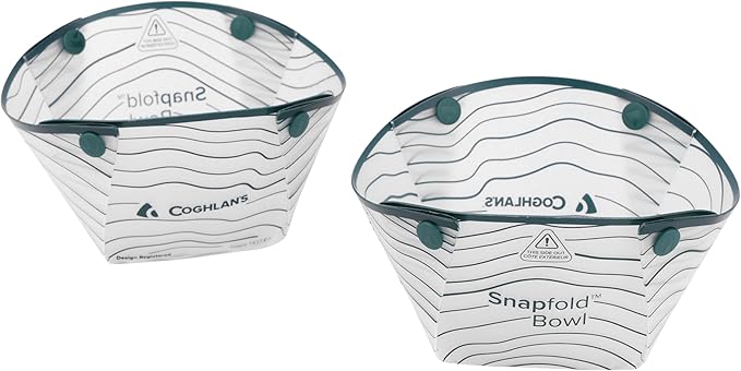 Coghlan's Snapfold™ Bowls 2-Pack – Collapsible, Lightweight and Leakproof for Camping, Hiking, Travel, Picnics, and Outdoor Adventures, BPA-Free, Foldable Space-Saving Design for Easy Storage