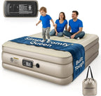 Simpli Comfy Inflatable 18” Queen Air Mattress with Built in Pump Self Inflating Blow Up Durable Heavy Duty Stay Firm Comfortable Air Bed Elevated for Home Guest Travel Relocate Camping