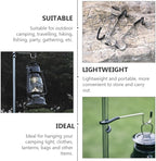 Wakauto Camping Lantern Hooks 2pcs Stainless Steel Light Pole Hooks Black Tent Lamp Hangers Outdoor Camping Accessories for Hiking and Backpacking