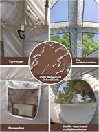 Inflatable Camping Tent,2/4/6/8 Person Glamping Inflatable Tents with Awning, Quick Setup Blow Up Tents with Pump, Waterproof Oxford Inflatable House for Camping, Air Glamping Hot Tents for Adult