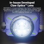 NEXTORCH eStar 1300 Lumens Headlamp Rechargeable, Running LED Headlight Extra Lightweight with Red Light, Waterproof Headband for Outdoor Camping Hiking Working, 2*1200 mAh, USB-C Charging, Purple