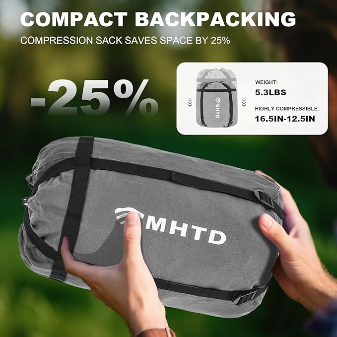 Winter Cold Weather Sleeping Bag for Adults 0 Degree,Cotton Canvas with YKK Zipper Compact Backpacking Mummy Camping Sleeping Bag