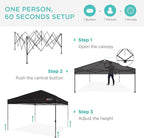 Best Choice Products 10x10ft Pop Up Canopy Tent, Outdoor Shade, 1 Person 1 Minute Set Up, Carry Case, 4 Weight Bags - Black