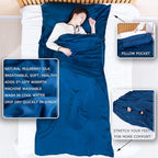 100% Silk Sleep Sack with Zippers on 3 Sides, 87”x43” Large Sleeping Liners for Hotels, Travel & Camping, Multifunctional Travel Sheets (Unzipped:87”x87”) for Adults, Lightweight, All Seasons