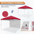 EAGLE PEAK Commercial Canopy 10x10 Pop Up Canopy Tent with 1 Sidewall, Easy Setup Heavy Duty Instant Event Shelter for Vendors & Markets, Outdoor Sun Shade, Red