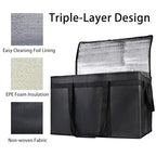 Bodaon 2-Pack Insulated Food Delivery Bag for Hot and Cold Meal, XXXL, Black, Grocery Tote Insulation Bag for Catering, Large Pizza Warmer