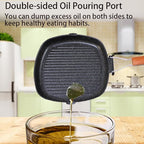 Nonstick Grill Pan with Folding Handle, 11in/ 28cm Lightweight Grill Pan for Stove Tops, 1.76lbs Versatile Griddle Pans with Pour Spouts, Square Grilling Skillet Steak Pan for Indoor Outdoor Camping