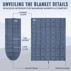 3M Thinsulate Insulation Puffy Camping Blanket for Cold Weather, Queen Size Warm Camping Quilt with Zipper, Waterproof Outdoor Sleeping Bag for Hammock, Cozy & Versatile Gift for Men and Women
