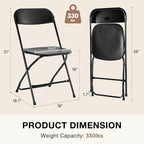 DUMOS Folding Chairs Sets of 20, 330lbs Capacity Plastic Stackable Home Office Chair, Portable Fold Up for Indoor Outdoor, Patio, Camping, Garden, Party (Black)