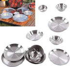 Stainless Steel Camping Plates and Bowls Set, 12PCS Portable Tableware Cookware with Storage Bag, 3.5inch to 9.1 inch, Camping Dish Set for Backpacking, Camping, Hiking, Beach,Outdoor