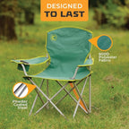 CORE Youth Quad Chair | Folding Chair with Cupholder for Indoor Home or Outdoor Camping | Perfect for Concert Seat, Sports, Beach, Travel & Picnic (Green)