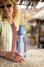 LifeStraw Go Series – BPA-Free Water Filter Bottle for Travel and Everyday Use, Removes Bacteria, Parasites and Microplastics, Improves Taste, 1L Icelandic Blue