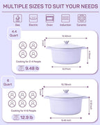 Enameled Cast Iron Dutch Oven – 6 Quart Pot with Lid & Potholders – Heavy-Duty Cookware for Bread Baking, Braising, Stews & Roasting – Oven & Stovetop Safe up to 500°F – Purple