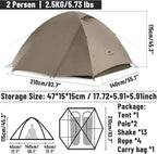 Naturehike Cloud River Tent [2025 Upgrade] - 2-3 Person Lightweight Backpacking Tent, Black Coating for Sun Protection, Windproof & Rainproof, Easy Setup for Camping Hiking Travel, Double Layer Tent