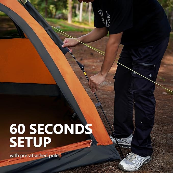 MOON LENCE Pop Up Camping Tent, 3-4 Person Portable Automatic Instant Tent Windproof for Camping, Hiking, Mountaineering