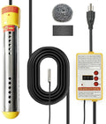 Adjustable Immersion Water Heater 1500W, Portable Stainless Steel Bucket Heater with Thermostat, Auto Shut-Off, Temperature Display, Safety Alarm, Fast Heating for Home, Bath, Camping, RV