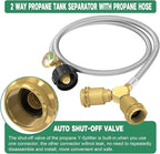 GardenNow 5FT Propane Hose with Propane Splitter 2 Way, Propane Y Splitter Adapter with Shut Off Valve, Two Way LP Gas Adapter Tee Connector for 20lb Propane Tank, Heater, Camping Stove, Gas Burners