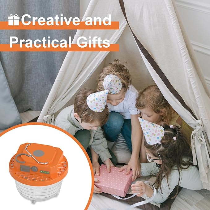 Rechargeable Camping Light , Cute Pine Cones Camping Lights Set for Kids, 1200LM，4800mAh Rechargeable Led Lantern with 4 Modes, Portable Camping Light for Tent,Lightweight Tent Lamp(Orange)