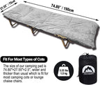 Sleeping Cot Pads (75" x 28") with Elastic Straps Portable for Outdoor & Hiking, Cotton Soft Thick Camping Cot Pad,Waterproof