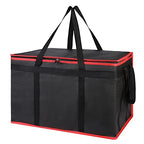 Bodaon 3-Pack Insulated Food Delivery Bag for Hot and Cold Meal, XXXL Cooler/Thermal Bags, Grocery Tote Insulation Bag for Catering, Large Pizza Warmer, Black with Red Edge