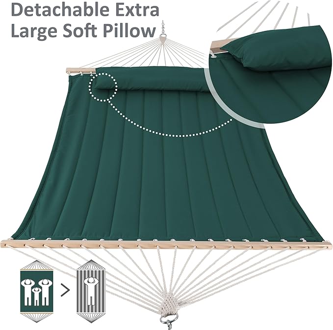 SUNCREAT Hammocks Replacement Hammock for Stand, 475 lbs Capacity, Two Person Backyard Hammock for Outside, Dark Green