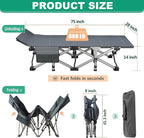 LILYPELLE Folding Camping Cot, Extra Wide Heavy Duty Sleeping Cots with Carry Bag, Double Layer Oxford Portable Travel Camp Cots for Home, Office Nap and Outdoor Beach