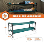 Disc-O-Bed Portable Cam-O-Bunk Bed Large 2 Adult Sleeping Cot for Camping, Green