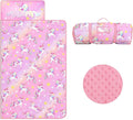 Kids Nap Mat Portable Slumber Bags with Removable Pillow and Blanket for Girls Boys, Lightweight Extra Large Sleeping Bag for Preschool Camping Daycare