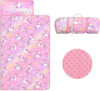 Kids Nap Mat Portable Slumber Bags with Removable Pillow and Blanket for Girls Boys, Lightweight Extra Large Sleeping Bag for Preschool Camping Daycare