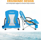 KingCamp Low Beach Chairs, Folding Portable Chair for Adults Lightweight Extra Wide Seat 300lbs Heavy Duty Oversized Backpack, Carry Bag for Camping