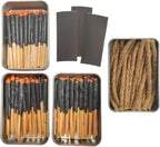 Survival Waterproof Match Kit – 20/40/60/80/100 Fire Starters with Extra Striker, Metal Tin & 20 Waxed Tinder Cords – Stormproof Windproof for Camping & Emergency (3 x Tin Matches + 20 Wax Ropes)