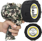 BUYSIGHT Rechargeable Spotlight Flashligh, 1000000 Lumen Hand held Spotlight Waterproof Flashlight Hunting floodlight with red Lens(Camouflage Green-COB)
