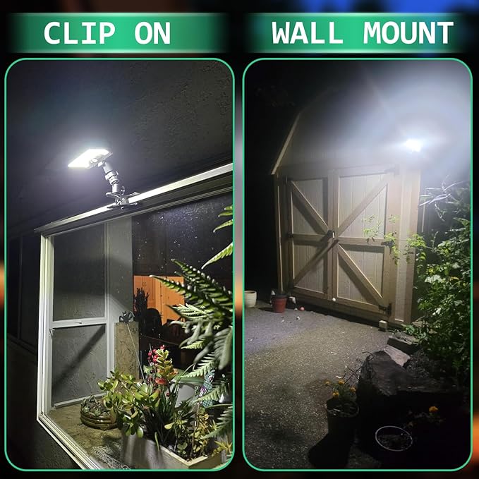 Clip On Solar Light Outdoor, Motion Sensor Security Light, USB Charging and Solar Powered Fence Lights for Yard, Deck, Gutter, Camping, 3 Mode Settings, IP65 Waterproof, 1 Pack