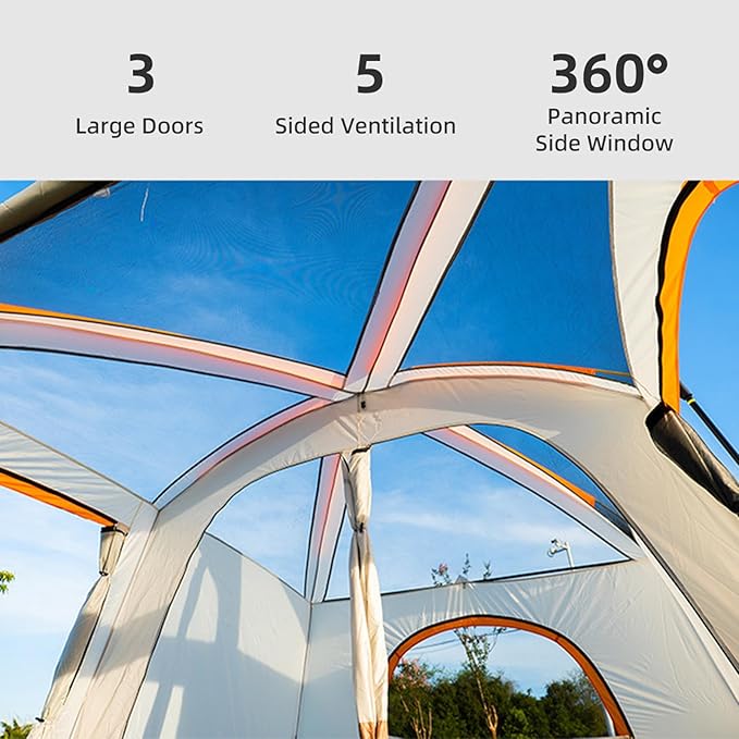 Camping Tent Family Cabin Tents, Large Capacity 2 Room Cabin Tent for Family Outdoor Use, Backpacking, Hiking, Picnics (M)