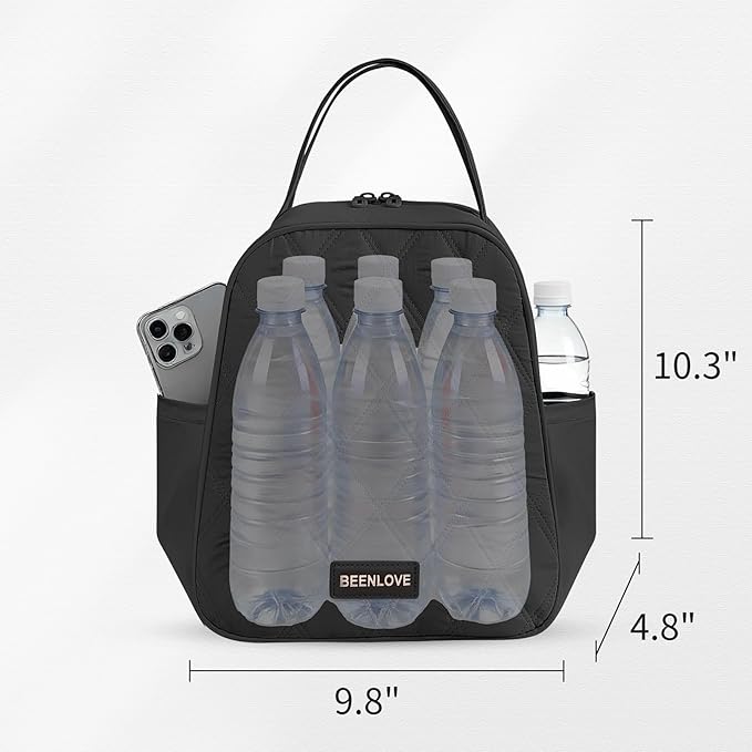 Lunch Bag for Women and Men Soft,Reusable Insulated Lunch Box,Leakproof Lunch Cooler for Work Picnic Beach Camping,Black