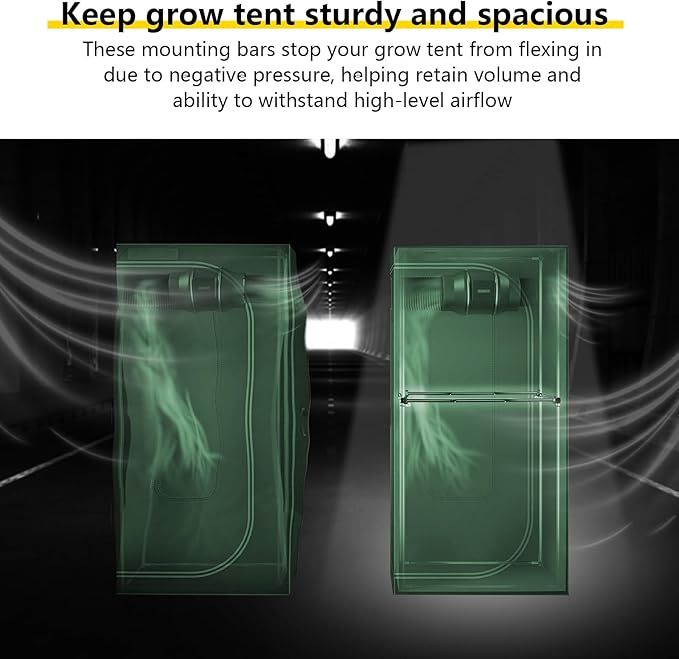 Heavy-Duty Grow Tent Mounting Bars, Durable Side Support Pole with Non-Slip Hook and Loop Straps for Indoor Grow Tents to Prevent Wall Suction (2 * 4’)